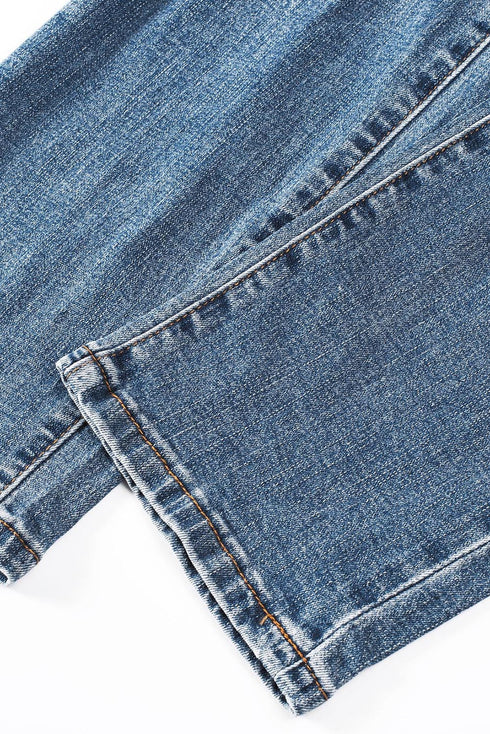 Sky Blue Valentine'S Day Heart Patchwork Jeans